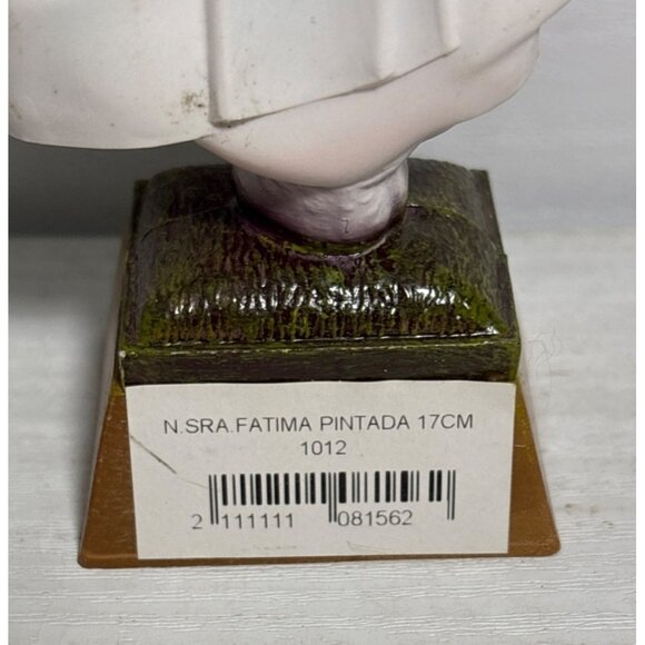 Our Lady Of Fatima Resin Religious Statue 7"Tall Hand Painted Doves Rhinestones - Picture 4 of 9